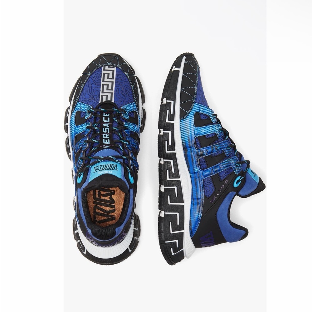 Versace Trigreca Men’s Sneaker Black/Royal Blue Size 8 US/ 41EU